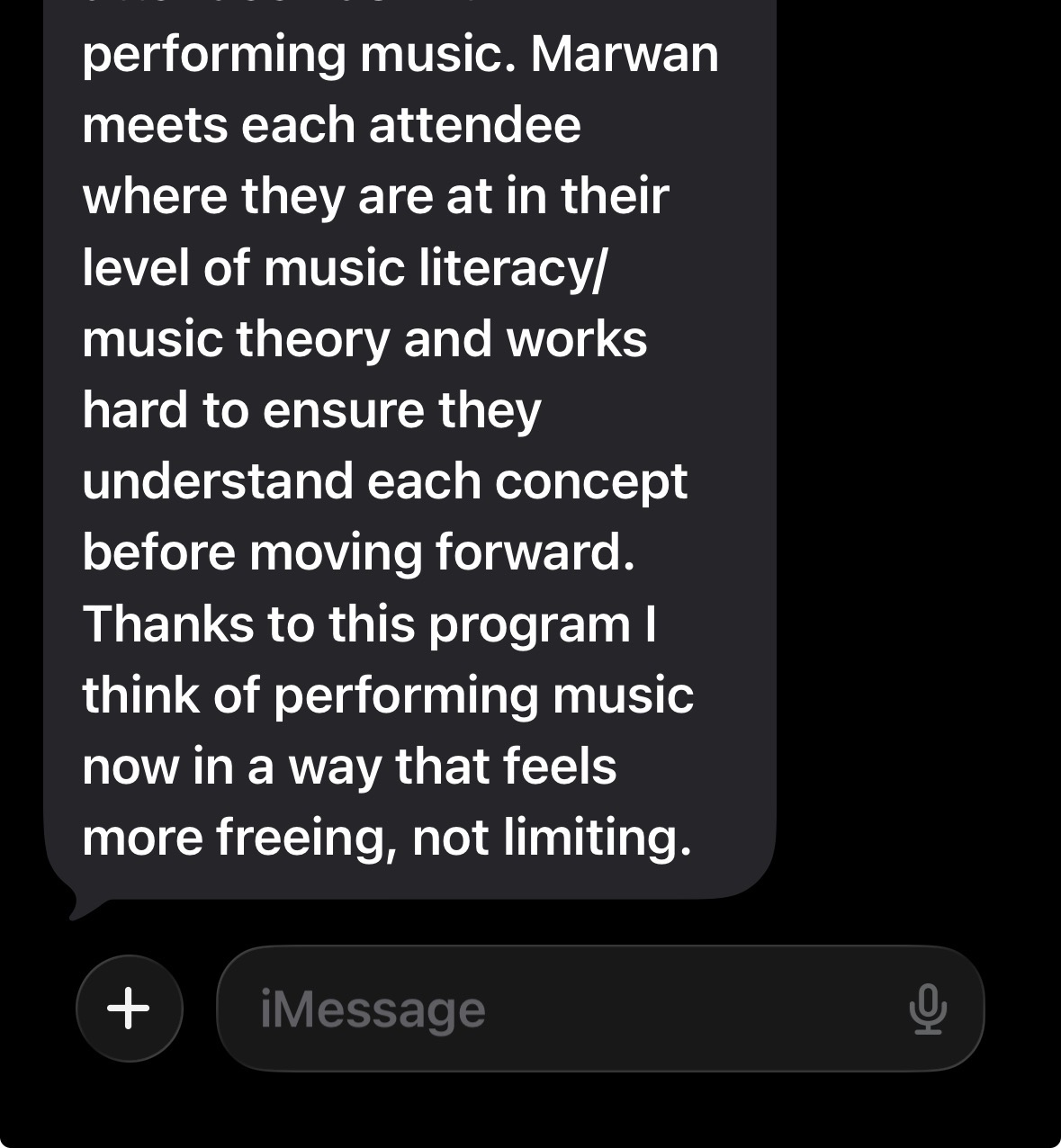 Student testimonial
